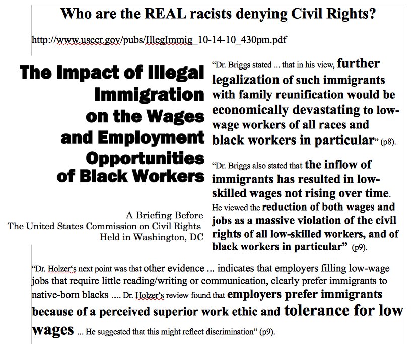 Impact of Illegal Immigration on the Wages &
                Employment Opportunities of Black Workers